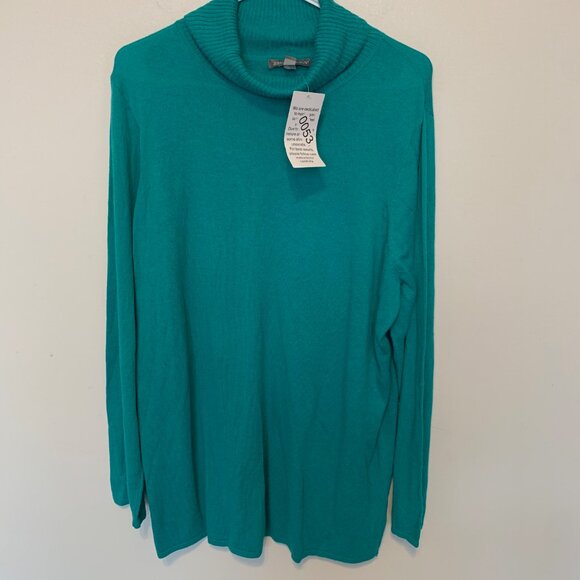 JESSICA LONDON GREEN TURTLENECK RAYON/CASHMERE SWEATER SIZE 18/20 NWT - Picture 2 of 7